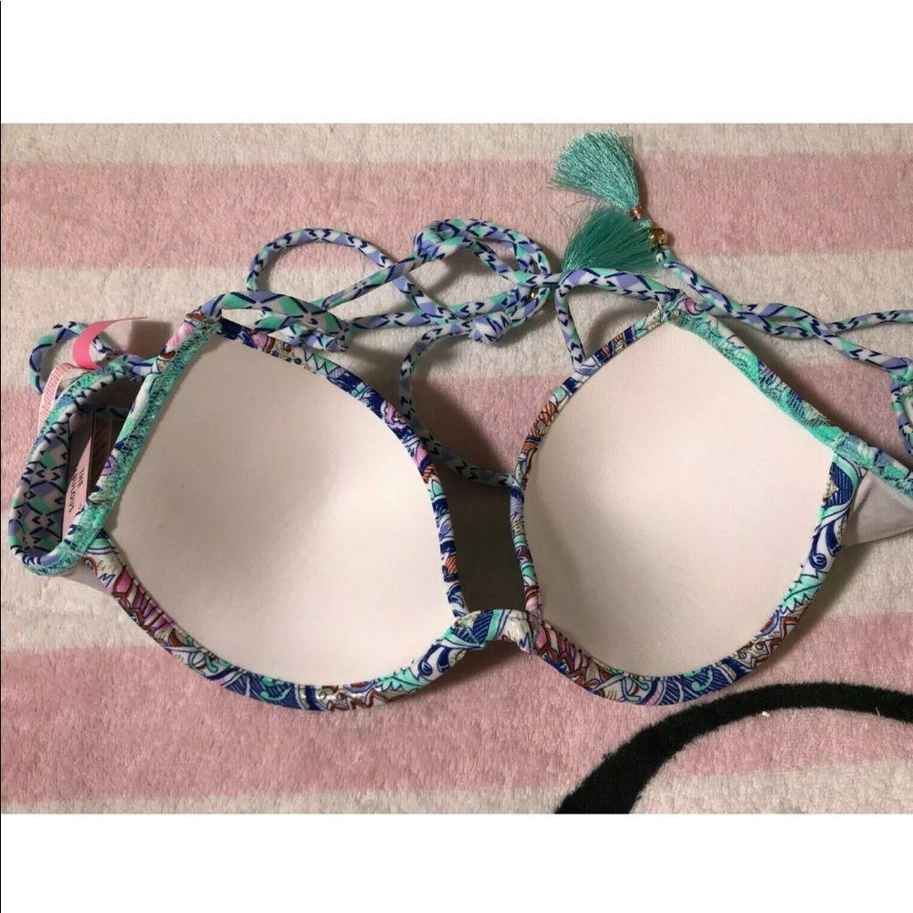 VS Blue Paisley The Fabulous Racerback Bikini Top - Picture 7 of 8
